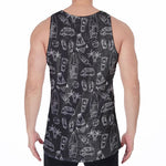 Black White Surfing Pattern Print Men's Velvet Tank Top