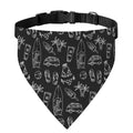 Black White Surfing Pattern Print Over The Collar Dog Bandana
