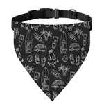 Black White Surfing Pattern Print Over The Collar Dog Bandana