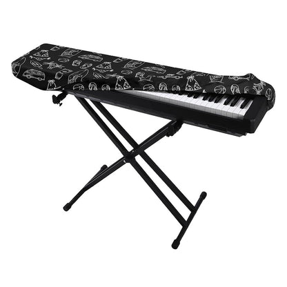 Black White Surfing Pattern Print Piano Keyboard Cover
