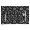 Black White Surfing Pattern Print Placemat