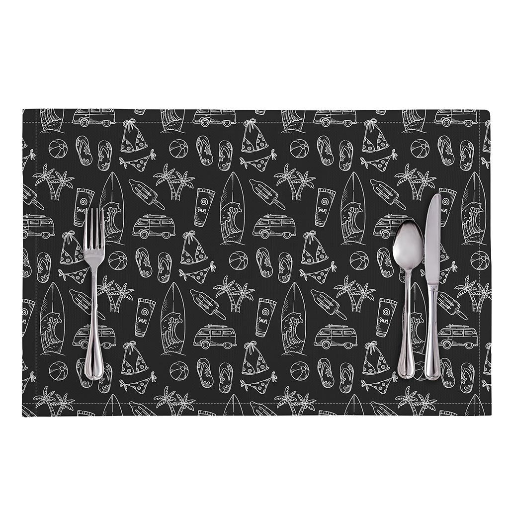 Black White Surfing Pattern Print Placemat