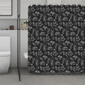 Black White Surfing Pattern Print Polyester Shower Curtain