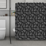 Black White Surfing Pattern Print Polyester Shower Curtain