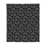 Black White Surfing Pattern Print Polyester Shower Curtain