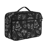 Black White Surfing Pattern Print Portable Lunch Bag