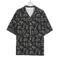 Black White Surfing Pattern Print Rayon Hawaiian Shirt