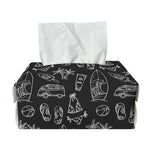 Black White Surfing Pattern Print Rectangle Tissue Box Cover