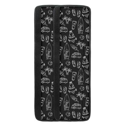 Black White Surfing Pattern Print Refrigerator Handle Covers