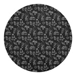 Black White Surfing Pattern Print Round Blanket