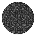 Black White Surfing Pattern Print Round Floor Mat