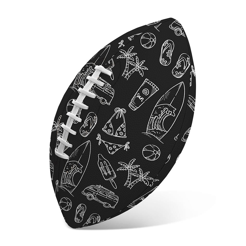 Black White Surfing Pattern Print Rugby Ball
