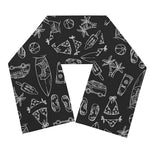 Black White Surfing Pattern Print Scarf