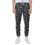 Black White Surfing Pattern Print Scuba Joggers