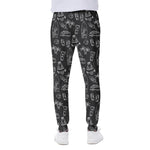 Black White Surfing Pattern Print Scuba Joggers