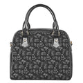 Black White Surfing Pattern Print Shoulder Handbag