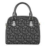 Black White Surfing Pattern Print Shoulder Handbag