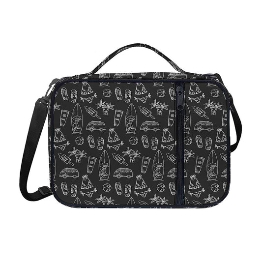 Black White Surfing Pattern Print Shoulder Strap Bible Bag