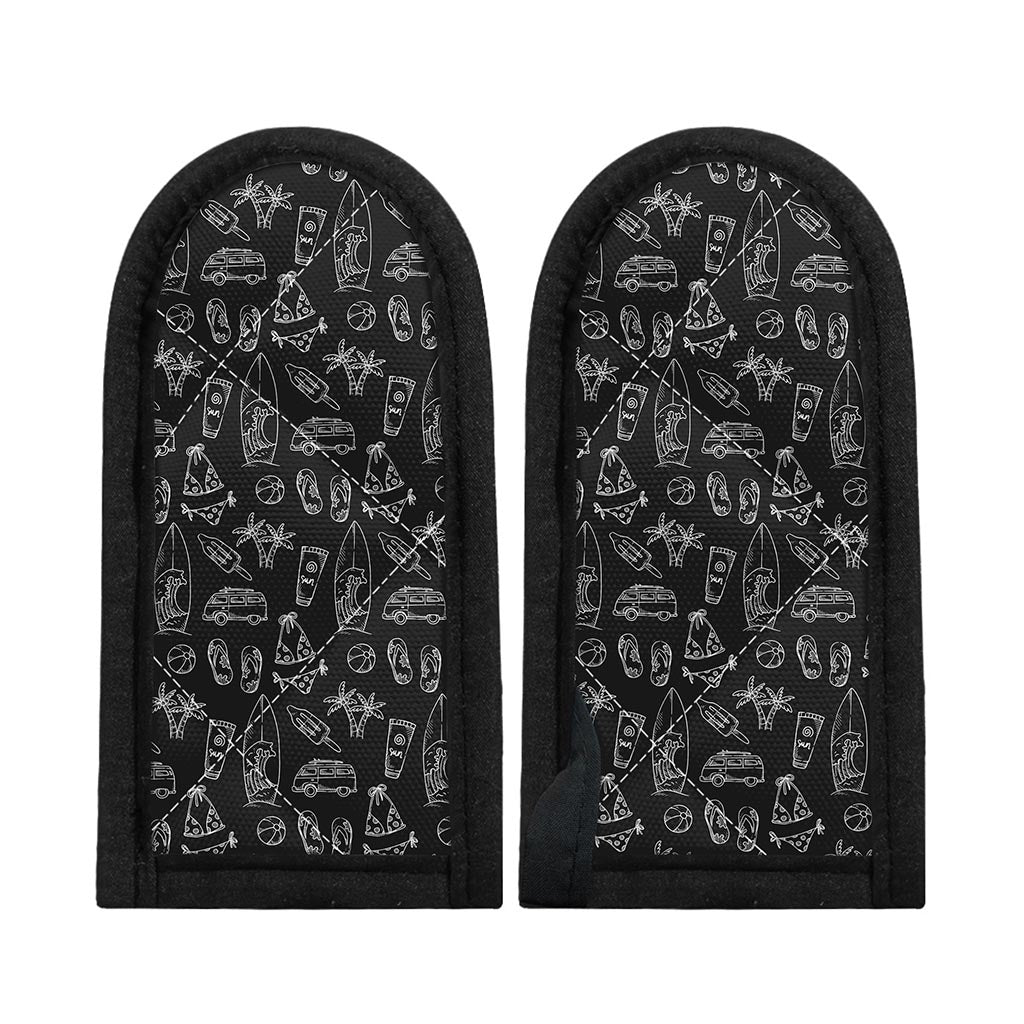 Black White Surfing Pattern Print Skillet Handle Cover