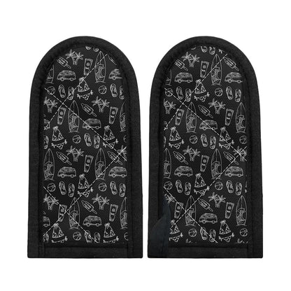 Black White Surfing Pattern Print Skillet Handle Cover