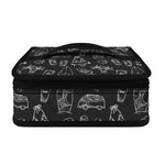 Black White Surfing Pattern Print Small Lunch Bag