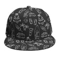 Black White Surfing Pattern Print Snapback Cap