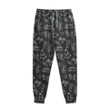 Black White Surfing Pattern Print Sweatpants