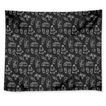 Black White Surfing Pattern Print Tapestry