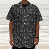 Black White Surfing Pattern Print Textured Short Sleeve Shirt