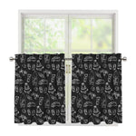 Black White Surfing Pattern Print Tier Curtains