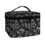 Black White Surfing Pattern Print Travel Makeup Bag