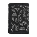 Black White Surfing Pattern Print Trifold Wallet