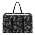 Black White Surfing Pattern Print Utility Tote Bag