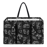 Black White Surfing Pattern Print Utility Tote Bag
