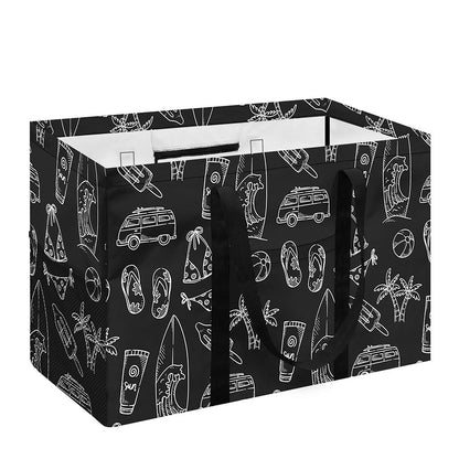 Black White Surfing Pattern Print Utility Tote Bag