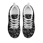 Black White Surfing Pattern Print White Running Shoes