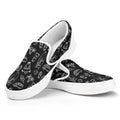 Black White Surfing Pattern Print White Slip On Sneakers