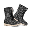 Black White Surfing Pattern Print Winter Boots