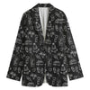 Black White Surfing Pattern Print Women's Blazer