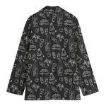 Black White Surfing Pattern Print Women's Blazer