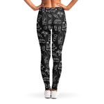 Black White Surfing Pattern Print Women's Leggings