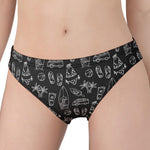 Black White Surfing Pattern Print Women's Panties