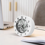 Black White Tropical Leaf Pattern Print Alarm Clock
