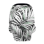 Black White Tropical Leaf Pattern Print Baby Seat Cover