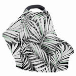 Black White Tropical Leaf Pattern Print Baby Seat Cover