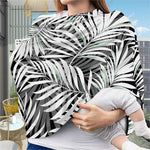 Black White Tropical Leaf Pattern Print Baby Seat Cover