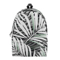 Black White Tropical Leaf Pattern Print School Backpack