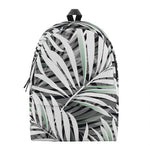 Black White Tropical Leaf Pattern Print Backpack