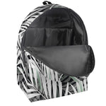 Black White Tropical Leaf Pattern Print Backpack