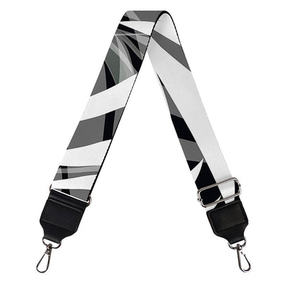 Black White Tropical Leaf Pattern Print Bag Strap